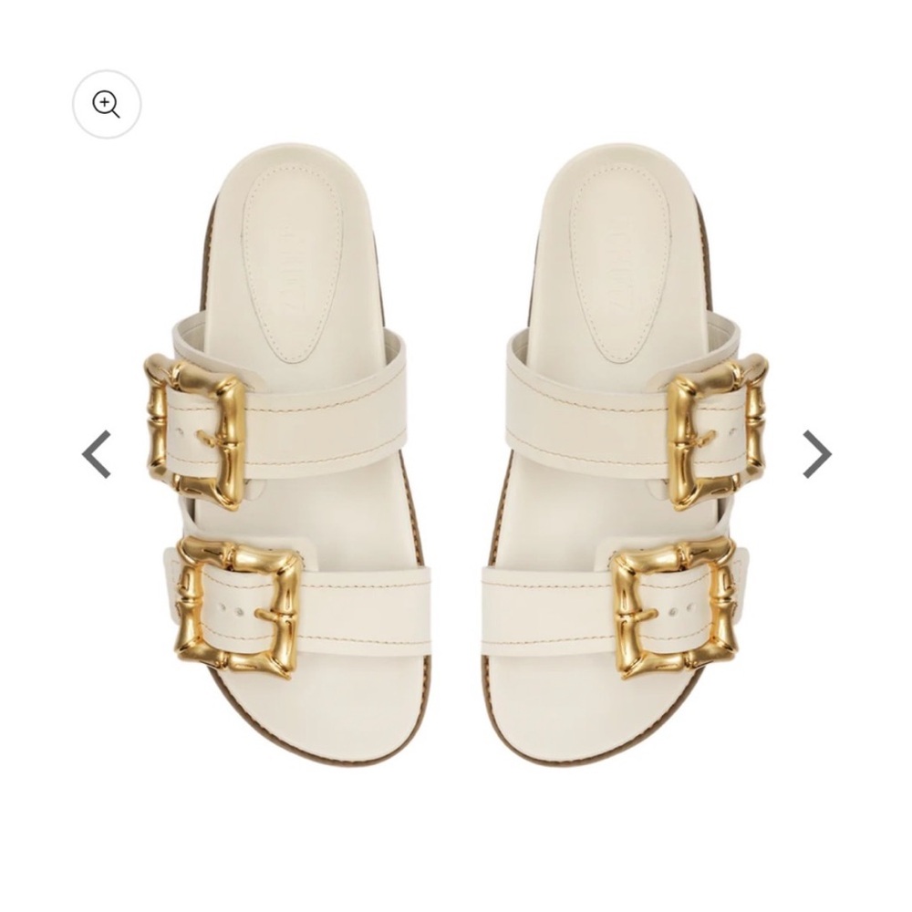 SCHUTZ  Enola Sporty Leather Sandal cream gold buckle sandal $150 EUC size 10